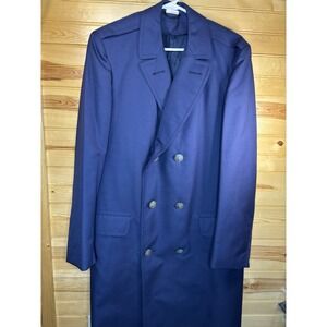 United States‎ Military Double Breasted Trench Coat Size 41L Heavy Navy Blue